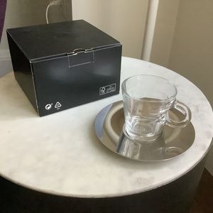 Nespresso VIEW Espresso Cup, NWT, NIB, Glass Cup and Stainless Steel Saucer